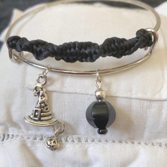 Obsidian Blackstone Witch 🧙🏽 Hat Braided Bracele - Picture 2 of 12
